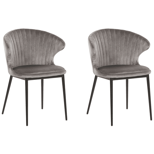 Conjunto de 2 cadeiras de jantar AUGUSTA Veludo Cinzento