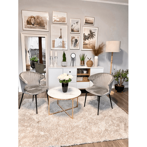 Conjunto de 2 cadeiras de jantar AUGUSTA Veludo Cinzento