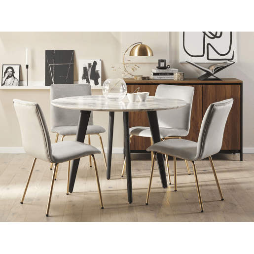 Conjunto de 2 cadeiras de jantar RUBIO Veludo Cinzento