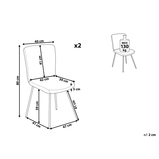 Conjunto de 2 cadeiras de jantar RUBIO Veludo Cinzento
