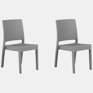 Conjunto de 2 cadeiras de jardim FOSSANO Material sintético Cinzento claro