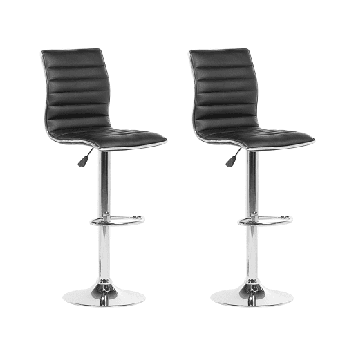 Conjunto de 2 bancos de bar LUCERNE Pele sintética Preto