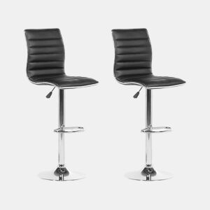 Conjunto de 2 bancos de bar LUCERNE Pele sintética Preto