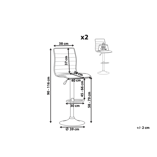 Conjunto de 2 bancos de bar LUCERNE Pele sintética Preto