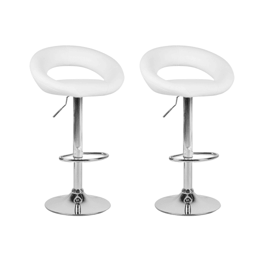 Conjunto de 2 bancos de bar PEORIA Pele sintética Branco