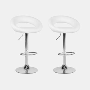 Conjunto de 2 bancos de bar PEORIA Pele sintética Branco