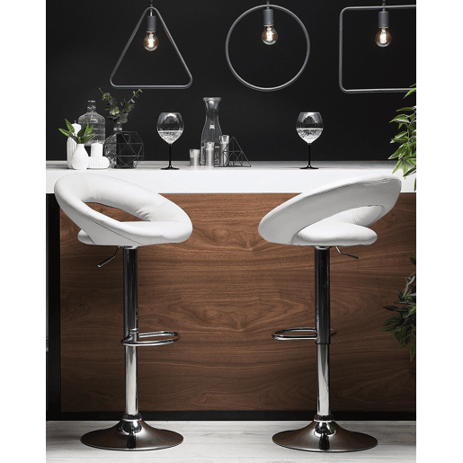 Conjunto de 2 bancos de bar PEORIA Pele sintética Branco