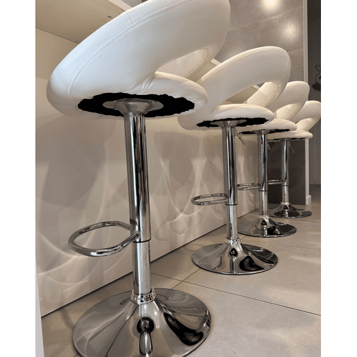 Conjunto de 2 bancos de bar PEORIA Pele sintética Branco