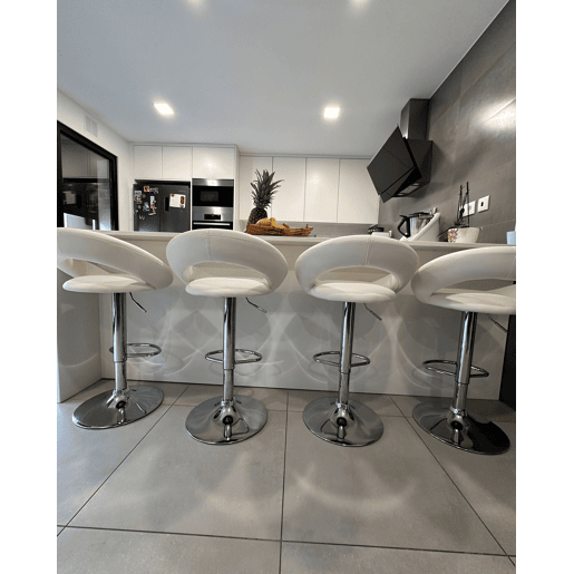 Conjunto de 2 bancos de bar PEORIA Pele sintética Branco