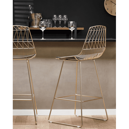 Conjunto de 2 bancos de bar PRESTON Metal Dourado