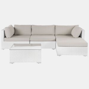 Conjunto de sofás de jardim de canto 4 lugares SANO à esquerda Branco