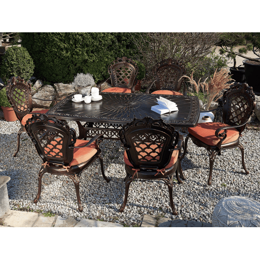 Mesa de refeição de jardim LIZZANO 165 cm 102 cm Metal Castanho escuro