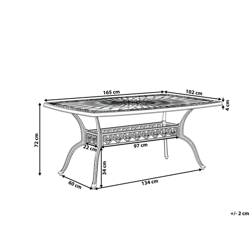 Mesa de refeição de jardim LIZZANO 165 cm 102 cm Metal Castanho escuro