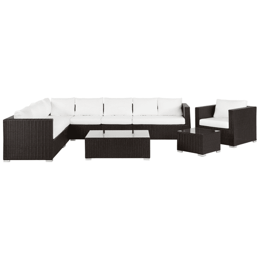 Conjunto de jardim com mesa 8 lugares XXL à direita Castanho escuro