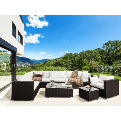 Conjunto de jardim com mesa 8 lugares XXL à direita Castanho escuro