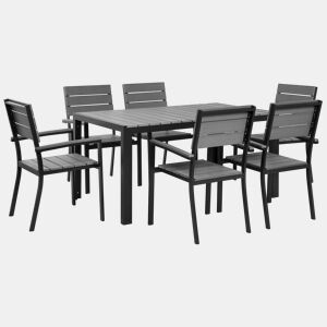 Conjunto de refeições de jardim 6 lugares COMO Cinzento