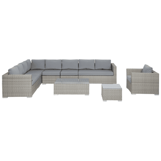 Conjunto de jardim com mesa 8 lugares XXL à direita Cinzento