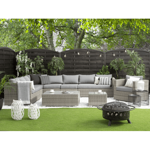 Conjunto de jardim com mesa 8 lugares XXL à direita Cinzento