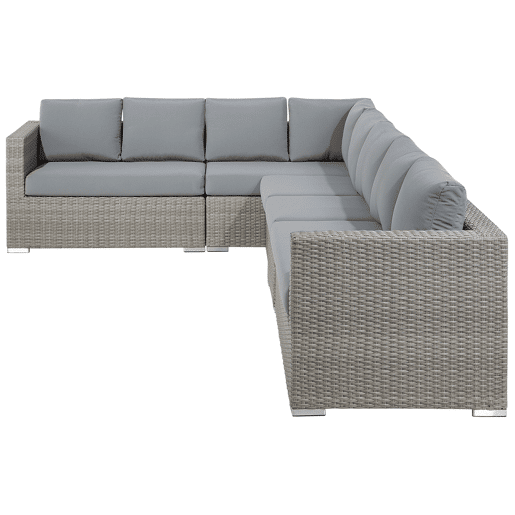 Conjunto de jardim com mesa 8 lugares XXL à direita Cinzento