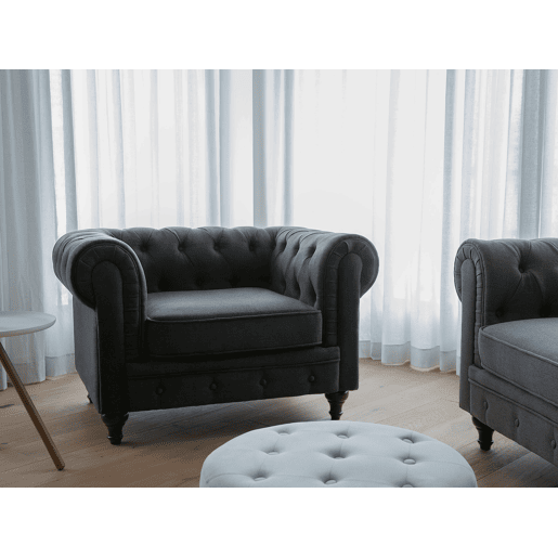 Poltrona CHESTERFIELD Tecido Cinzento grafite
