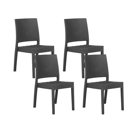Conjunto de 4 cadeiras de jardim FOSSANO Material sintético Cinzento grafite