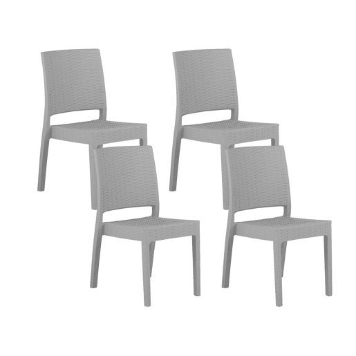 Conjunto de 4 cadeiras de jardim FOSSANO Material sintético Cinzento claro