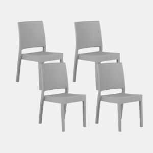 Conjunto de 4 cadeiras de jardim FOSSANO Material sintético Cinzento claro
