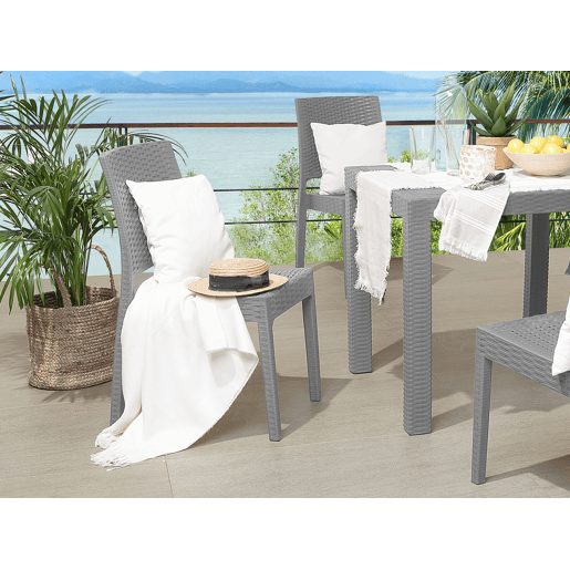 Conjunto de 4 cadeiras de jardim FOSSANO Material sintético Cinzento claro