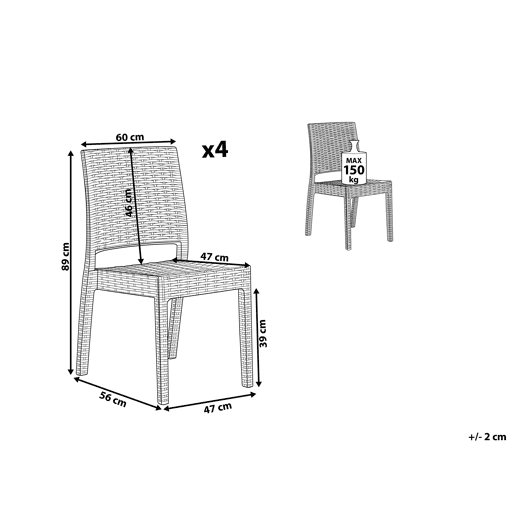 Conjunto de 4 cadeiras de jardim FOSSANO Material sintético Cinzento claro