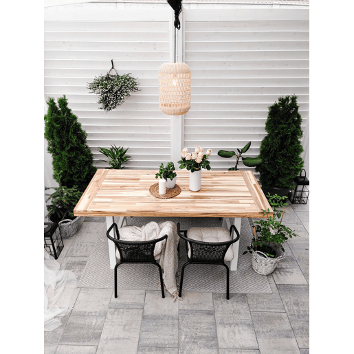 Mesa de refeição de jardim SCANIA 170 cm 80 cm Madeira de acácia Branco