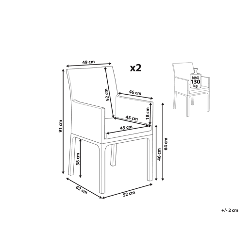 Conjunto de 2 cadeiras de jardim com almofadas BACOLI Tecido Cinzento escuro