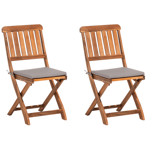 Conjunto de 2 cadeiras de jardim com almofadas CENTO Madeira de acácia Castanho