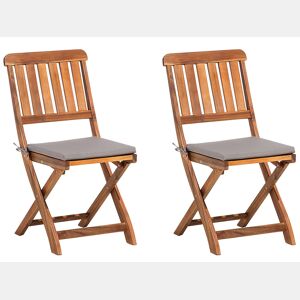 Conjunto de 2 cadeiras de jardim com almofadas CENTO Madeira de acácia Castanho