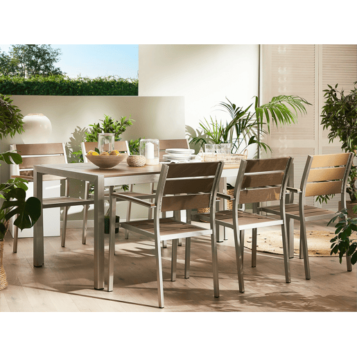 Mesa de refeição de jardim VERNIO 180 cm 90 cm Metal Castanho
