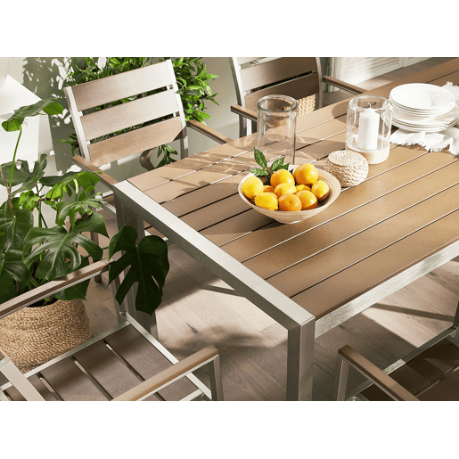 Mesa de refeição de jardim VERNIO 180 cm 90 cm Metal Castanho