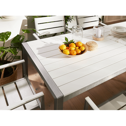 Mesa de refeição de jardim VERNIO 180 cm 90 cm Metal Branco