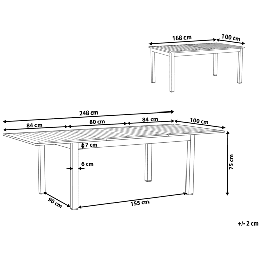 Mesa de refeição de jardim extensível PANCOLE 168248 cm 100 cm Metal Cinzento