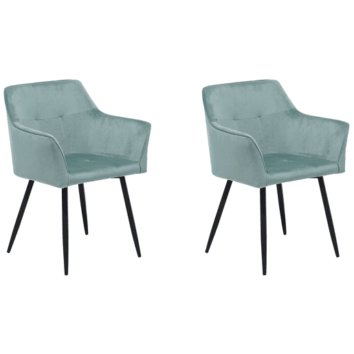 Conjunto de 2 cadeiras de jantar JASMIN Veludo Verde menta