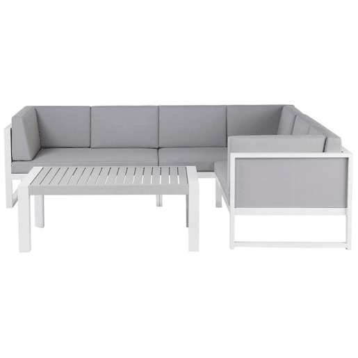 Conjunto de sofás de jardim de canto 6 lugares CASTELLA à esquerda Metal Cinzento