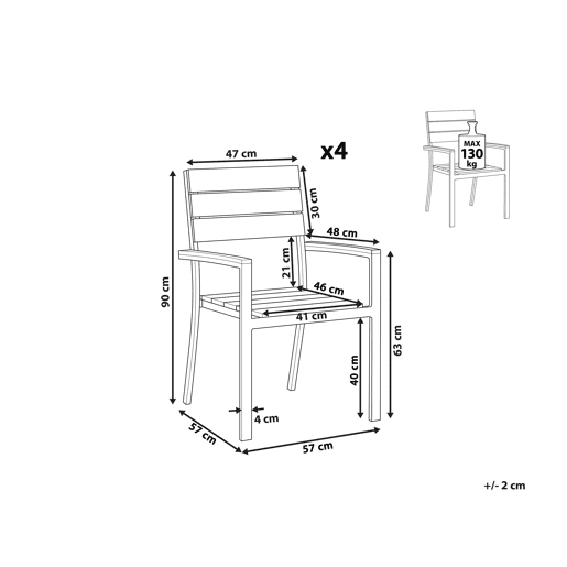 Conjunto de 4 cadeiras de jardim PRATO Cinzento Conjunto de 4 cadeiras de jardim PRATO Cinzento