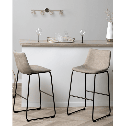 Conjunto de 2 bancos de bar FRANKS Creme Conjunto de 2 bancos de bar FRANKS Creme
