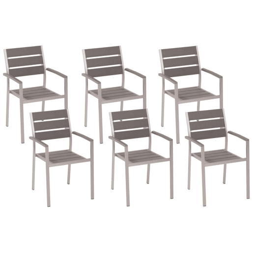 Conjunto de 6 cadeiras de jardim VERNIO Cinzento