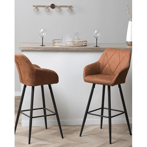 Conjunto de 2 bancos de bar DARIEN Castanho dourado