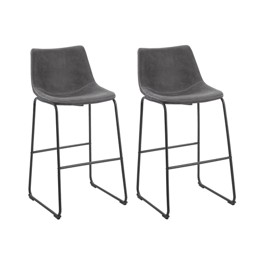 Conjunto de 2 bancos de bar FRANKS Cinzento Conjunto de 2 bancos de bar FRANKS Cinzento