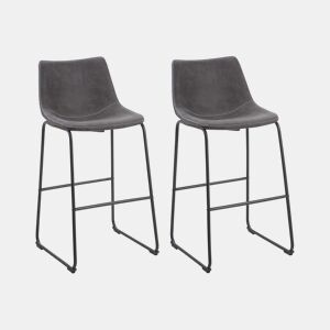 Conjunto de 2 bancos de bar FRANKS Cinzento