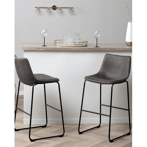 Conjunto de 2 bancos de bar FRANKS Cinzento Conjunto de 2 bancos de bar FRANKS Cinzento