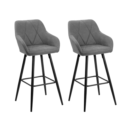 Conjunto de 2 bancos de bar DARIEN Cinzento Conjunto de 2 bancos de bar DARIEN Cinzento