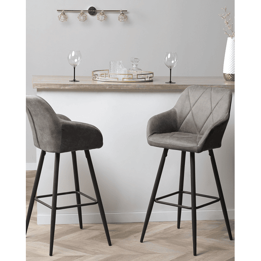 Conjunto de 2 bancos de bar DARIEN Cinzento Conjunto de 2 bancos de bar DARIEN Cinzento