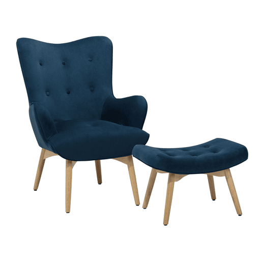 Poltrona com braços VEJLE Veludo Azul escuro Poltrona com braços VEJLE Veludo Azul escuro