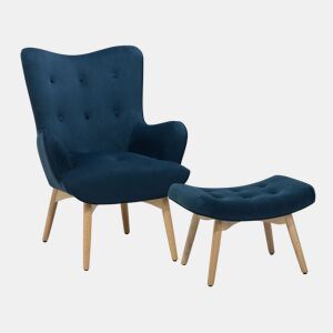 Poltrona com braços VEJLE Veludo Azul escuro